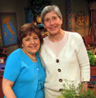 Mary Ann Esposito with Karen Clement on the set of Ciao Italia
